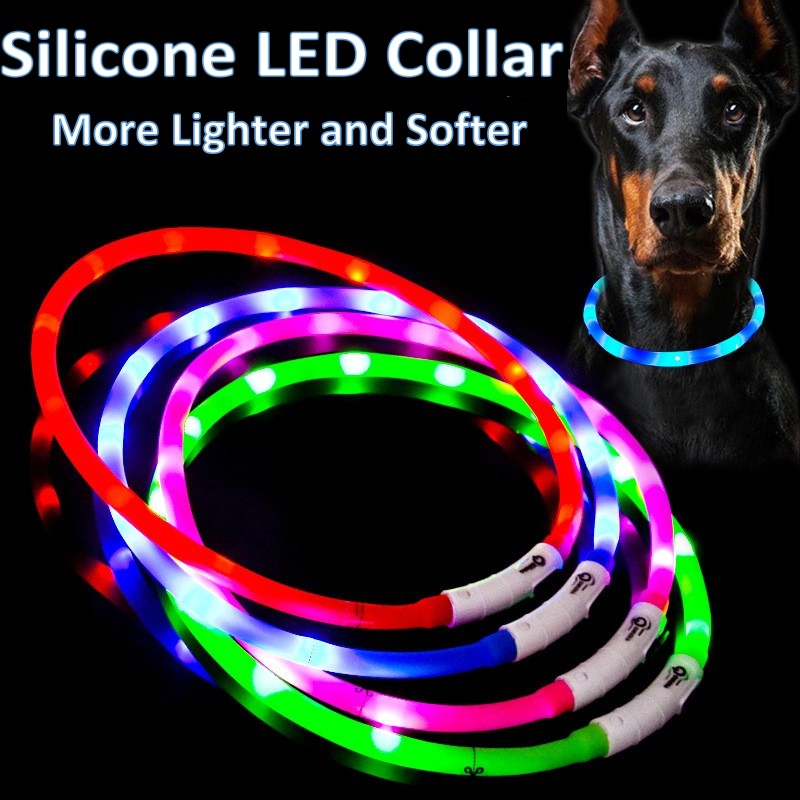 Tech Dog Accessories - Kerah anjing LED silikon, isi ulang