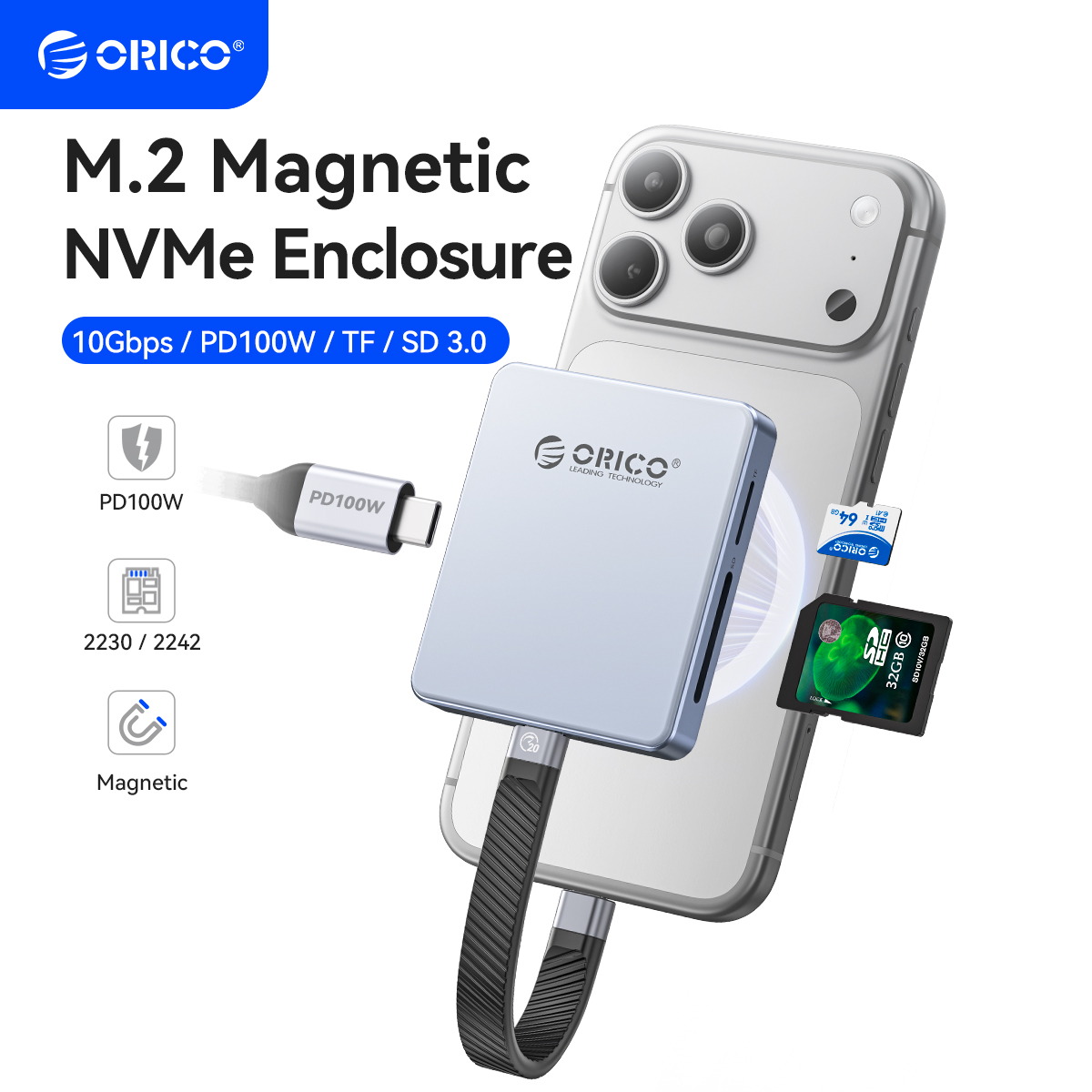 Portable Ssd Enclosure - ORICO Magnetic M.2 2230/2242 NVMe SSD
